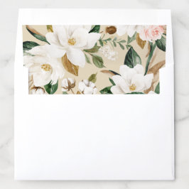 Blommigt Magnolia Neutralt Beige Watercolor Elegan