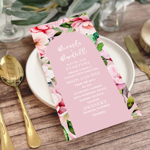 Blommigt Magnolia Peony Rosa Bröllop Meny