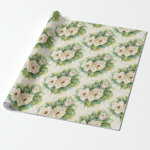 Blommigt Magnolia White Vintage Presentpapper