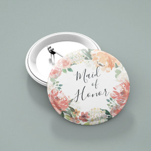 Blommigt Maid of honor vid midsommaren Knapp