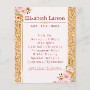 Blommigt Makeup Artist Beauty Hair Salon Flygblad