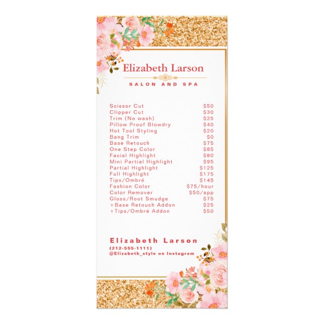 Blommigt Makeup Artist Beauty Hair Salon Rack Card Reklamkort (Framsidan)