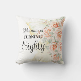 Blommigt Målad 80:e födelsedagen Kudde