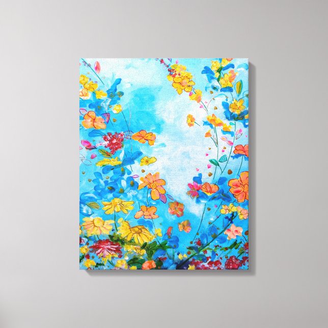 blommigt målad arbetsyta canvastryck (Framsida)