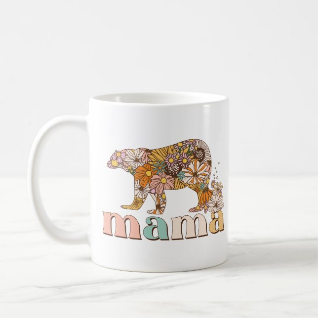 Blommigt Mamma Bear Kaffemugg (Vänster)