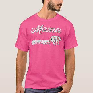 Blommigt Mamma Bear, Mamma av 3 , Mamma och 3 Unge T Shirt