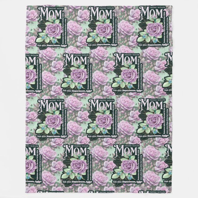 Blommigt Mamma-definition över utskrift Fleecefilt (Framsidan)