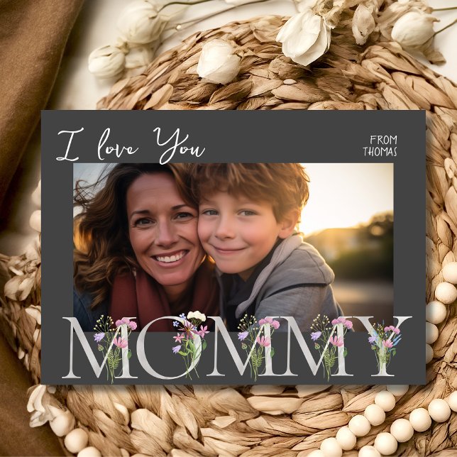 Blommigt mamma fotot Mors dag Julkort (Skapare uppladdad)