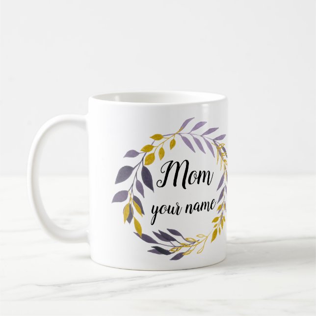 Blommigt Mamma Gift Kaffemugg (Vänster)