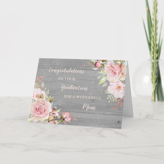 Blommigt Mamma Grattis Studenten Kort (Framsida)