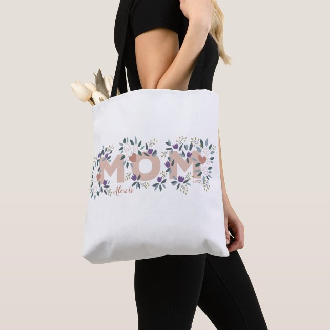 Blommigt Mamma Mors dag Anpassningsbar Tote Bag Tygkasse (Närbild)
