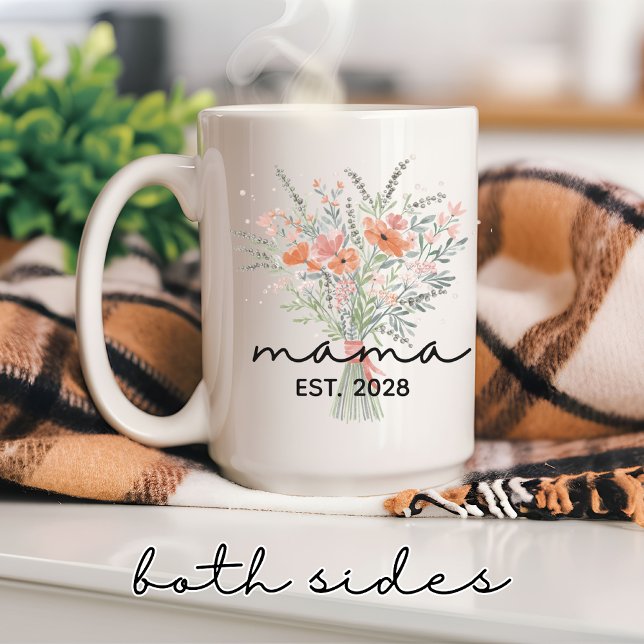 Blommigt Mamma Mugg, Anpassningsbar Mor's Day Gift Kaffemugg (personalized mom mug, floral mom mug, custom mama mug, botanical mother’s day mug, mug for new mom,)