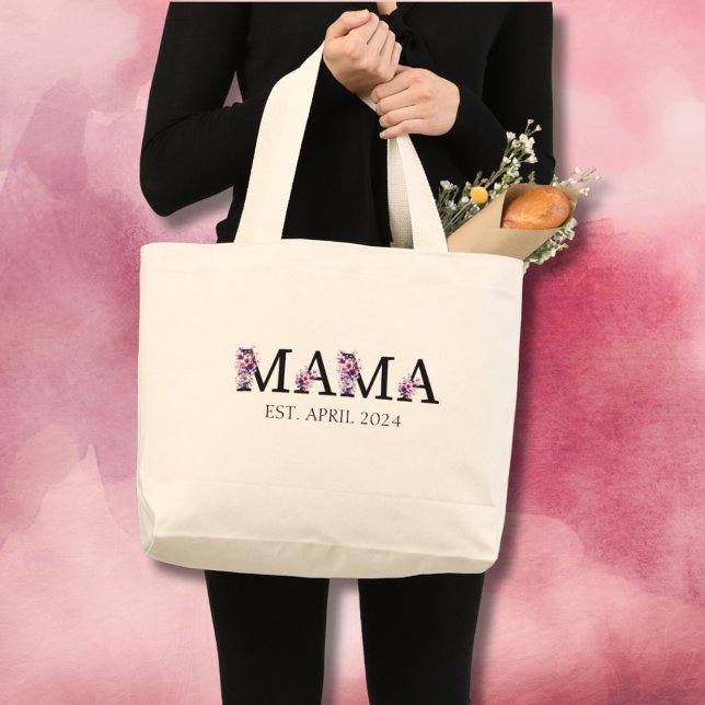 Blommigt Mamma Ny mamma-text Jumbo Tygkasse (Skapare uppladdad)