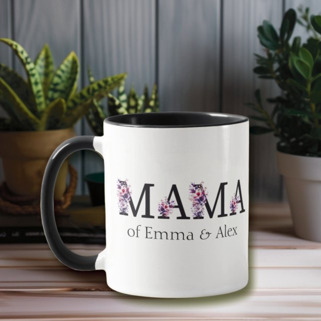 Blommigt Mamma Personlig Kids Namn Mugg (Skapare uppladdad)
