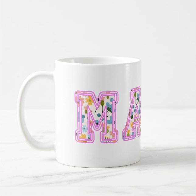 Blommigt Mamma Retro Mamma Boho Mor Kaffemugg (Vänster)