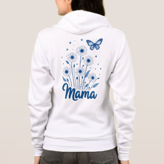 Blommigt Mamma Script med Blue Butterfly T Shirt