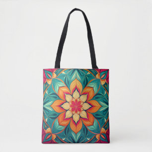 Blommigt Mandala Art - Färgfull abstrakt design Tygkasse