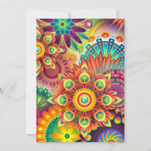Blommigt Mandala Collage Psychedelic-inbjudningsko Inbjudningar