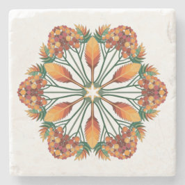 Blommigt Mandala design, höstkrans Stenunderlägg