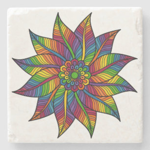 Blommigt Mandala Design i rik fet höst färg Stenunderlägg
