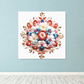 Blommigt Mandala Energy Print 5D Impasto Painting Canvastryck