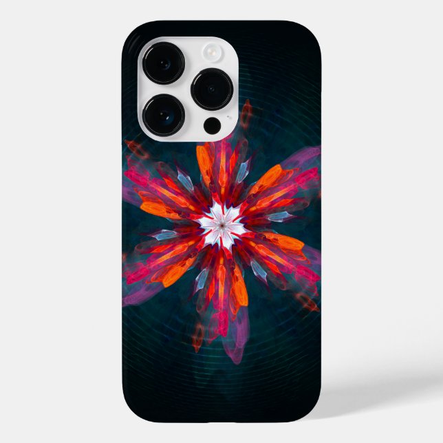Blommigt Mandala Flowers Orange Red Blue Abstrakt (Baksida)
