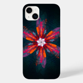 Blommigt Mandala Flowers Orange Red Blue Abstrakt