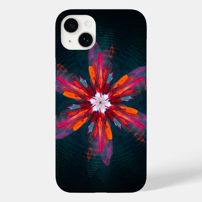 Blommigt Mandala Flowers Orange Red Blue Abstrakt (Baksida)