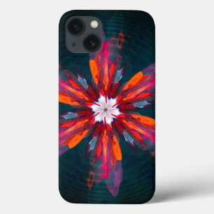 Blommigt Mandala Flowers Orange Red Blue Abstrakt