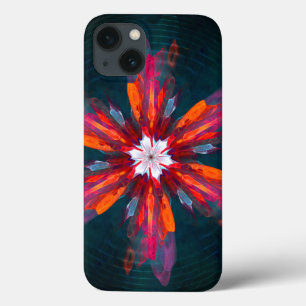 Blommigt Mandala Flowers Orange Red Blue Abstrakt