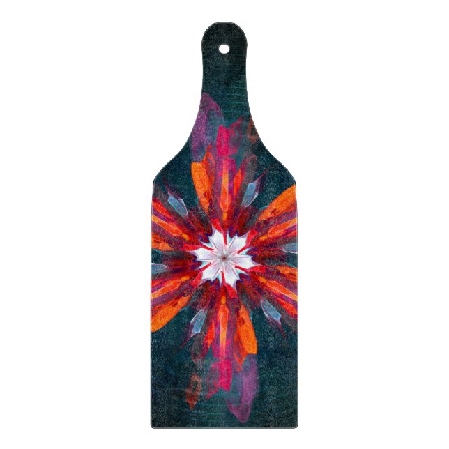 Blommigt Mandala Flowers Orange Red Blue Abstrakt (Framsidan)