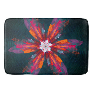 Blommigt Mandala Flowers Orange Red Blue Abstrakt Badrumsmatta