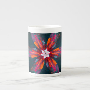 Blommigt Mandala Flowers Orange Red Blue Abstrakt Benporslin Mugg