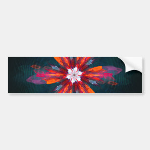 Blommigt Mandala Flowers Orange Red Blue Abstrakt Bildekal