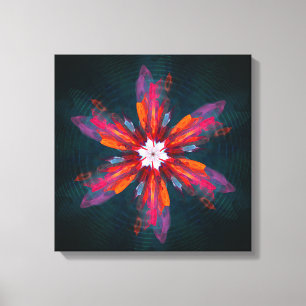 Blommigt Mandala Flowers Orange Red Blue Abstrakt Canvastryck