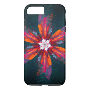 Blommigt Mandala Flowers Orange Red Blue Abstrakt
