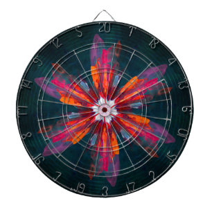 Blommigt Mandala Flowers Orange Red Blue Abstrakt Darttavla
