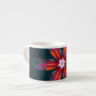 Blommigt Mandala Flowers Orange Red Blue Abstrakt Espressomugg
