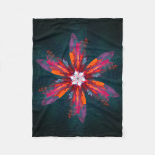 Blommigt Mandala Flowers Orange Red Blue Abstrakt Fleecefilt