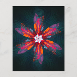 Blommigt Mandala Flowers Orange Red Blue Abstrakt Flygblad