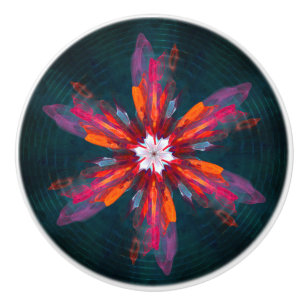 Blommigt Mandala Flowers Orange Red Blue Abstrakt Knopp