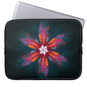 Blommigt Mandala Flowers Orange Red Blue Abstrakt Laptop Fodral