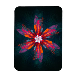 Blommigt Mandala Flowers Orange Red Blue Abstrakt Magnet