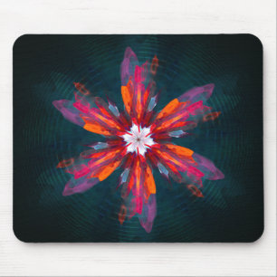 Blommigt Mandala Flowers Orange Red Blue Abstrakt Musmatta