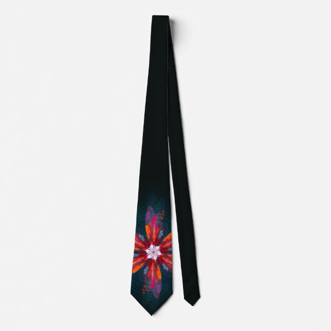 Blommigt Mandala Flowers Orange Red Blue Abstrakt Slips (Framsida)