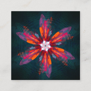 Blommigt Mandala Flowers Orange Red Blue Abstrakt Tilläggskort