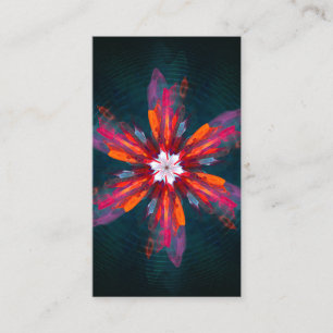 Blommigt Mandala Flowers Orange Red Blue Abstrakt Visitkort