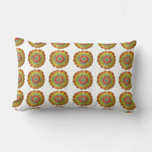 Blommigt Mandala Handmålat Cushion Lumbarkudde