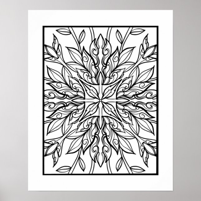 Blommigt Mandala Harmony Poster (Framsidan)