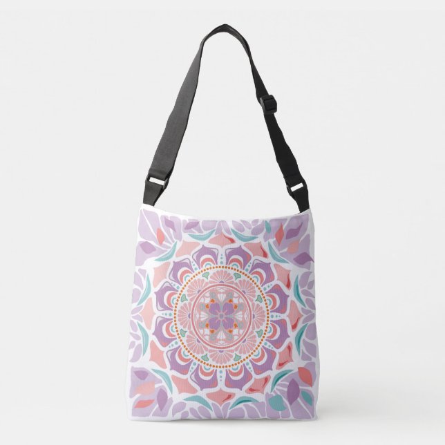 Blommigt Mandala Lavender Axelväska (Framsida)